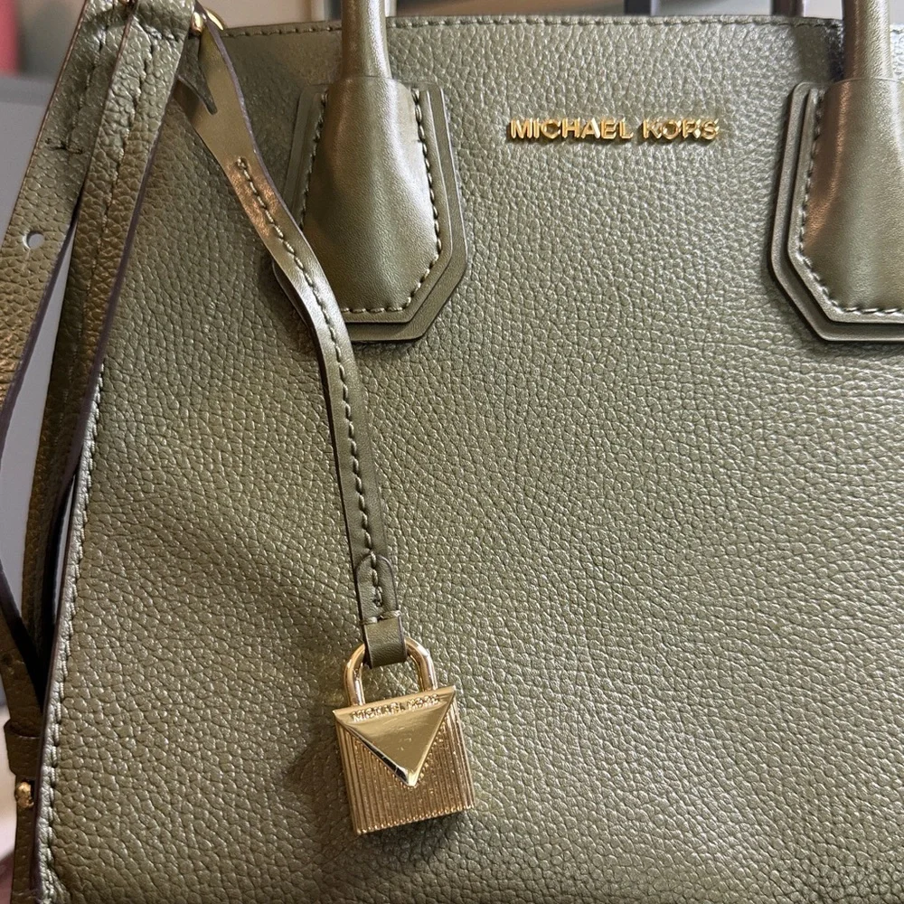 Michael Kors Olive Green Leather Satchel